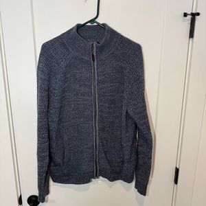 LL Bean Full Zip Blue Heavyweight Ribbed Knit Cardigan Sweater
